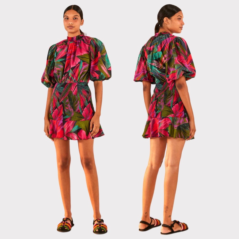 FARM Rio (L) Midnight Leaves Mini Dress NWT